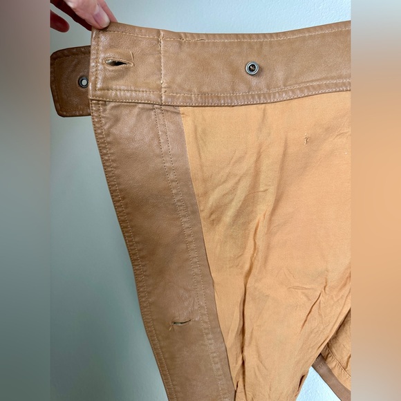 Free People Ari Wrap Skirt Faux Vegan Suede Brown Camel Tan Belted Mini Sz 12 - Picture 13 of 13